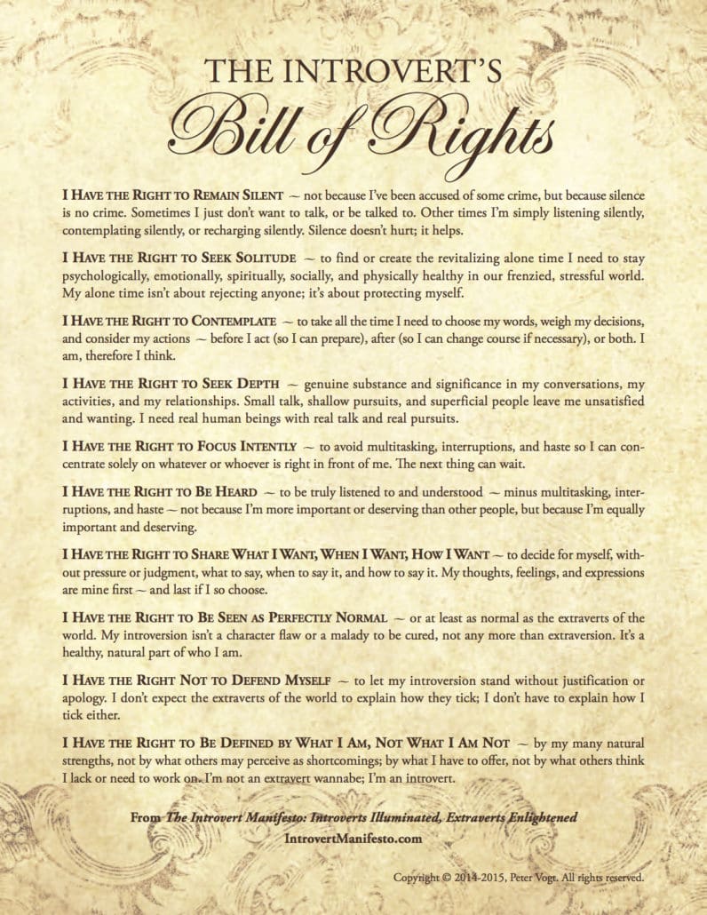 Introvert's Bill of RIghts Poster